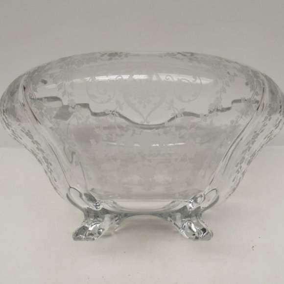 Cambridge Glass Crystal DIANE No. 3400/135 Four Footed Cupped Console Bowl - Picture 3 of 6